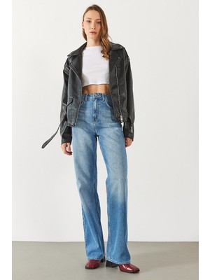 Wanda Lyocell Med Blue Wide Leg Jean Pantolon - Med Blue