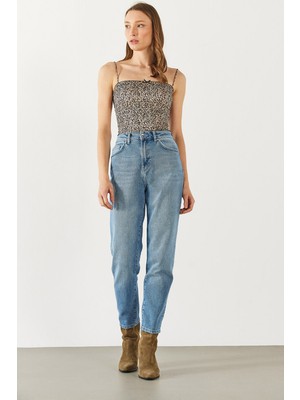 Maria Ice Blue Slim Mom Jean Pantolon - Ice Blue