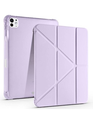 Five-E Apple iPad Pro 11 M5 (2025) Yatay ve Dikey Standlı Antişok Köşe Korumalı Kalemlikli Origami Slikon Kılıf 
