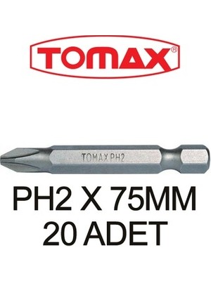 Tomax PH2X75mm Yıldız Bits Uç 20 Adet