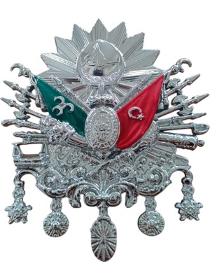 Osmanlı Devlet Arması Vidalı Kabartma Logo Büyük Krom 12X11CM