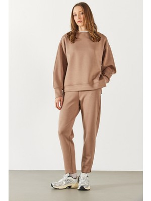 Alian Yumuşak Dokulu Jogging Pantolon(Cupro) - Vizon