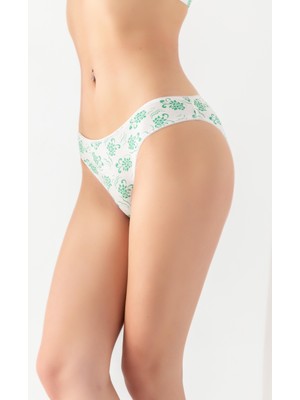 Pileli Store Pilelistore Pamuklu Desenli, 3'lü Slip Külot Yeşil (MGP2961)