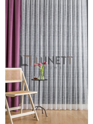 Kullanıma Hazır Ekru Renk Hipatia Desen (1x2.5) Orta Pile Tül Perde