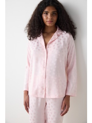 Penti Pink Heart Saten Gömlek Pantolon Pijama Takımı - Penti Loves Paris Koleksiyonu