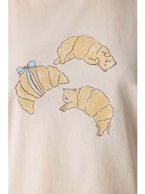 Penti Cuteness Pantolon Krem Pamuklu Pijama Takımı