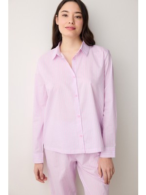 Penti Maya Gömlek Pantolon Lila Pamuklu Pijama Takımı