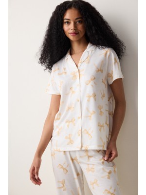 Penti Yellow Bows Gömlek Pantolon Açık Sarı Pijama Takımı