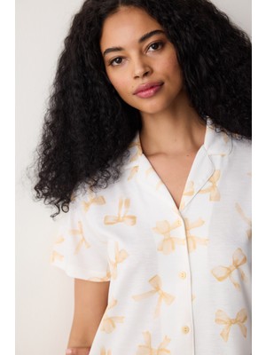 Penti Yellow Bows Gömlek Pantolon Açık Sarı Pijama Takımı