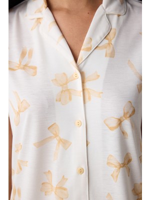 Penti Yellow Bows Gömlek Pantolon Açık Sarı Pijama Takımı
