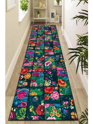 Renkli Kaymaz Patchwork Kesme Rulo Özel Ölçülü Yolluk AR667