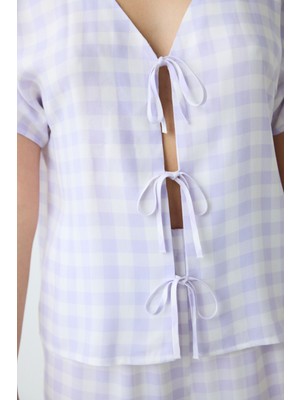 Penti Purple Gingham Pantolon Pijama Takımı