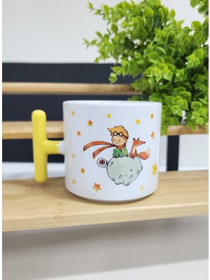 Happy Mountains Küçük Prens ve Yıldız Desenli Porselen T Kupa Bardak Latte Fincanı