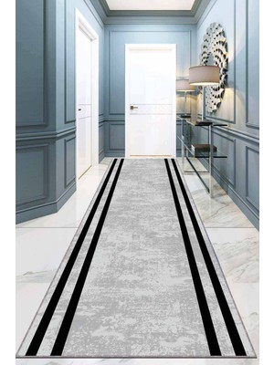 Viva Home Gri Kaymaz Çerçeveli Kesme Rulo Özel Ölçülü Yolluk AR311