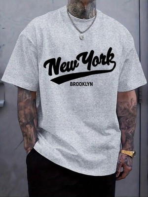 Medinenur New York Baskılı Basic T-Shirt