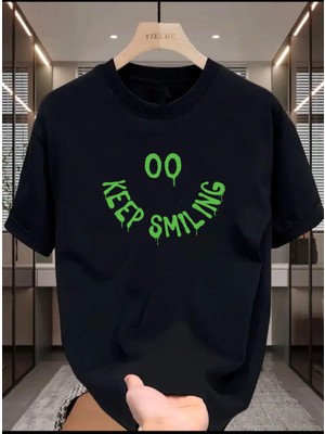 Keep Smiling Baskılı Basic T-Shirt