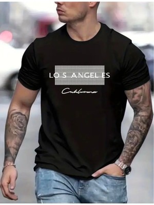 Losangels Baskılı Basic T-Shirt