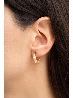 Sümer Telkari Taç Tasarım Altın Kaplama Gümüş Halka Küpe 7023