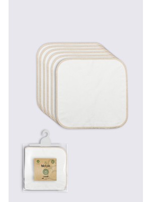 Bistyle Organik Bebek 6lı Penye Ağız Mendil Büyük Boy 28*28 cm Ekru