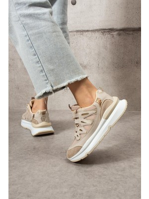 Shoetek Lawse Kadın Sneakers  Bağcıklı Spor Ayakkabı Bej