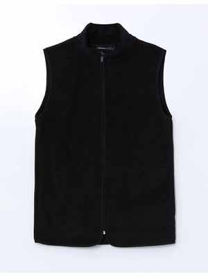 LC Waikiki Classic Siyah Dik Yaka Kadın Polar Outdoor Yelek T T