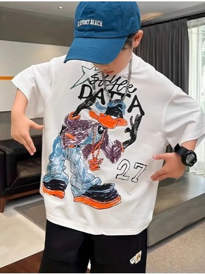 Punıx  Özel  Üretim Rapçi Daffy  Duck  Baskılı  Yeni  Stil  Erkek  Çocuk  Nefes  Alan  Ter  Tutmayan  Yazlık  T-Shırt