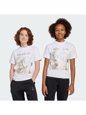 adidas Unisex Çocuk Beyaz  T-Shirt J SW MNDO GFX T JF3637
