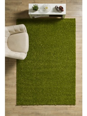 Anaska Home Modern Tasarım Uzun Tüylü Peluş Yeşil Shaggy Oturma Odası Salon Bebek Odası Halısı