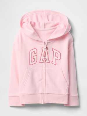 Kız Bebek Pembe Gap Logo Fermuarlı Kapüşonlu Sweatshirt
