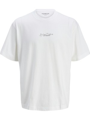Jack & Jones Jcochrome Sılver Prınt Tee Ss Crew Neck Erkek Beyaz Tshirt 12273211-01