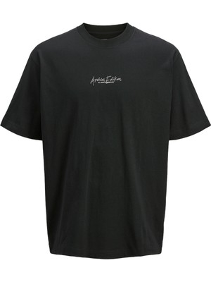 Jack & Jones Jcochrome Sılver Prınt Tee Ss Crew Neck Erkek Siyah Tshirt 12273211-02