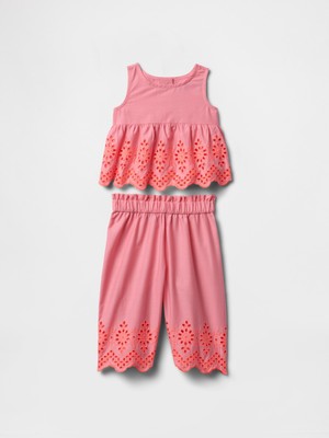 Kız Bebek Pembe Fisto Işlemeli Outfit Set