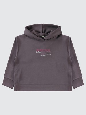 Civil Girls Kız Çocuk Kapüşonlu Sweatshirt 6-9 Yaş Açık Füme