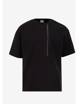 gmg firenze Bisiklet Yaka Göğsü Garni ve Baskı Detaylı Erkek T-shirt