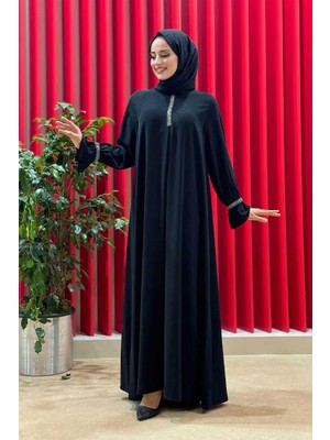 Taş Detaylı Elbise 6033 Siyah