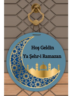 Rug Mood Modern Kapı Süsü Mavi Hoşgeldin Şehri Ramazan Dış Mekan Kapı Süsü