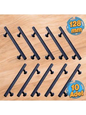 Badem10 10 Adet Doruk Kulp Mobilya Mutfak Dolabı Çekmece Dolap Kapak Kulpu Siyah 128 mm-12.8 cm Metal