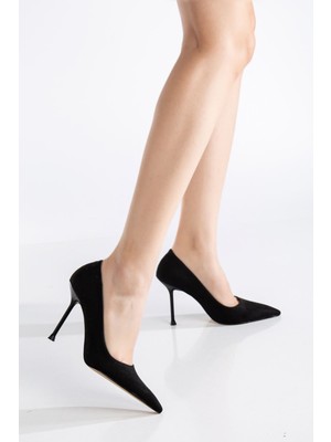 Shemard Dorethy Kadın Topuklu Ayakkabı Siyah Süet Stiletto