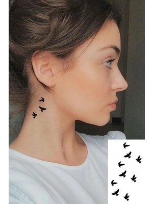 Mini Siyah Göçmen Kuşlar Geçici Dövme