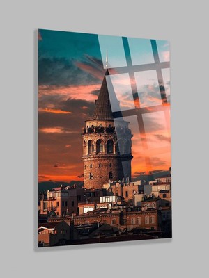 Taulart Galata Kulesi Istanbul Görseli Ev, Ofis, Hediyesi Cam Tablo Temperli 4mm