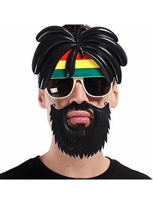 Medu Shop Rasta Peruklu Rasta Sakallı Bob Marley Bıyıklı Parti Gözlüğü 27 x 18  cm