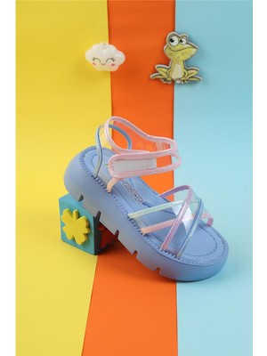 Moda Lime Günlük Sandalet Dolgu Topuklu Sandalet Kız Çocuk Sandaleti Renkli Sandalet Özel Tasarım Sandalet
