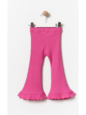 Minipodyum Kız Çocuk Fırfırlı Ispanyol Paça Tayt Orta Kalınlıkta Şık Günlük Kullanım İçin