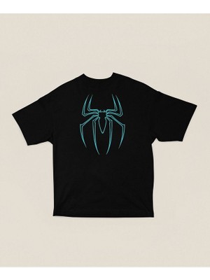 Sevbano Spider-Man Logo Baskılı Unisex Oversize Tişört