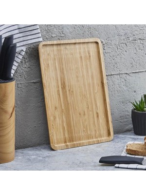 Mavi Trend Lüks Doğal Ahşap Tepsi Sunum Çay Kahvaltılık ve Sunum Tepsisi 33X23CM