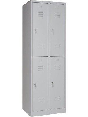 Furni 24 Metal Elbise Dolabı, Kilitli Dolap, Soyunma Dolabı, Elbise Dolabı, 4 Kapılı