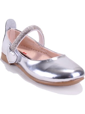 Dagoster DJA76-HY10005 Gümüş Ayna   Kız Çocuk Babet Ayakkabı