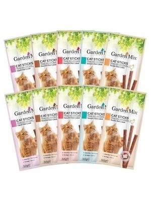 Garden Mix 10 Paket Stick Kedi Ödülü 30x5 gr Lezzetli Ödül Yaşlı ve Yetişkin Kediler İçin