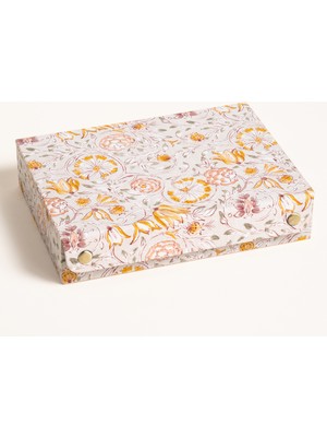 Noıda Baskılı Pamuk Dekoratif Kutu 32.80x21.60 Cm Gri