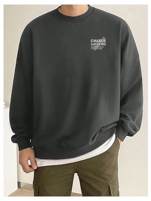 Viper Antrasit Oversize Kışlık Sweatshirt Uzun Kol Bisiklet Yaka Erkekler İçin Rahat Tasarım